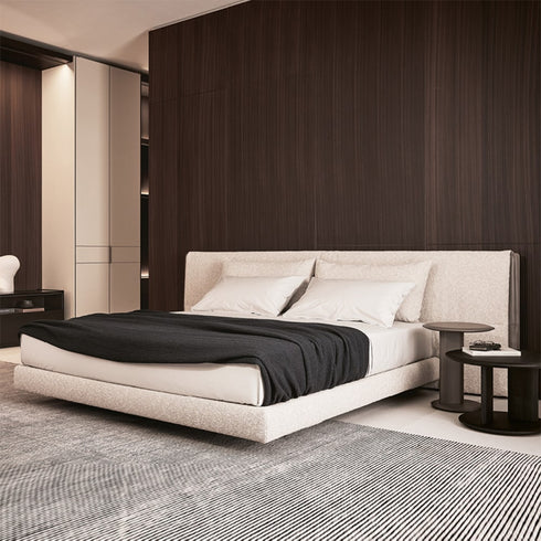 Anstice Linen Fabric Wide Headboard Luxury Bed Frame